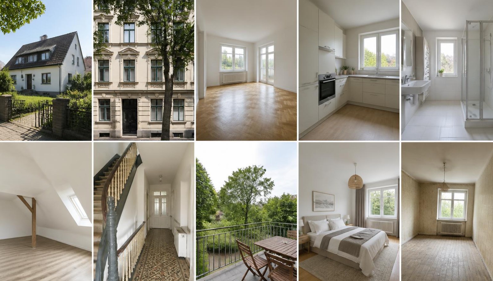 Wohnräume und Fassaden deutscher Immobilien